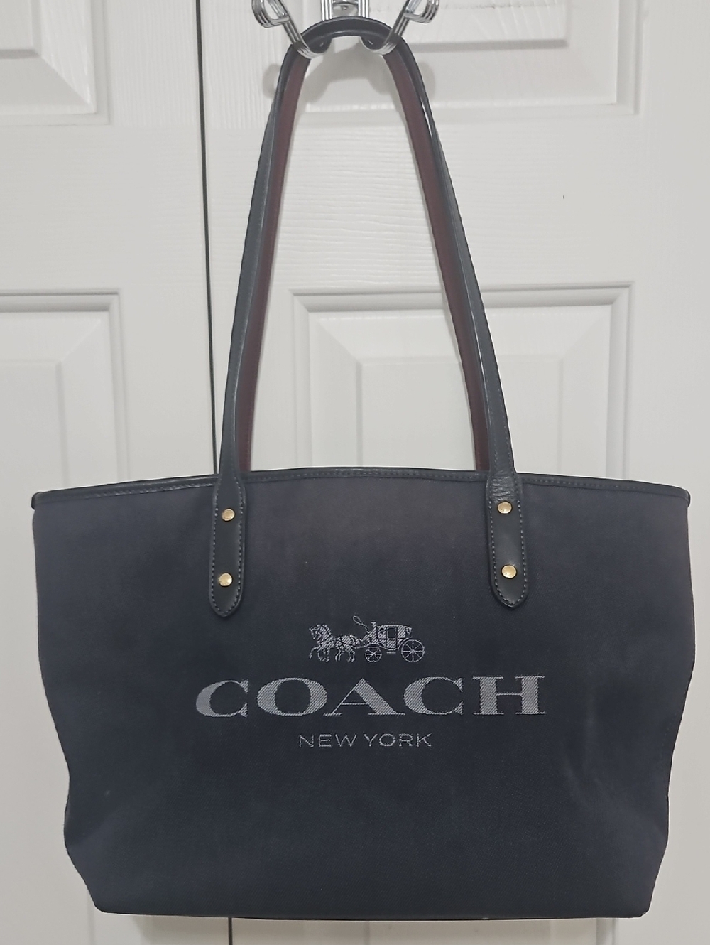 Coach Cloth Navy Tote